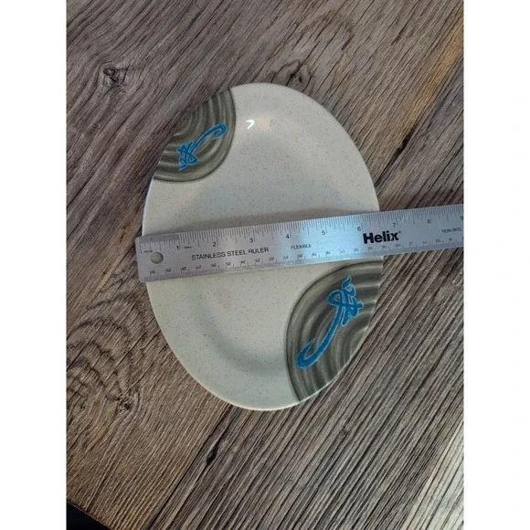 Thunder Group Melamine Oval Platter Asian Design Blue Grey Speckled 9.75 Inch - Picture 7 of 13